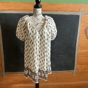 NWT Banana Republic beige short dress puffed sleeves XS